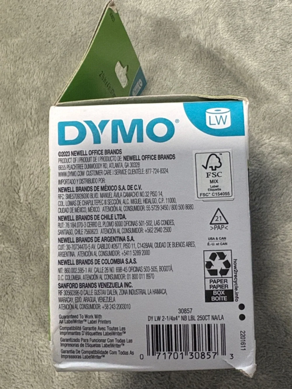 Dymo White Labels Pack with Teal and Lime Accents